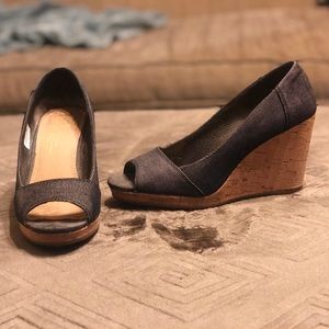 Toms Grey & Cork Wedges